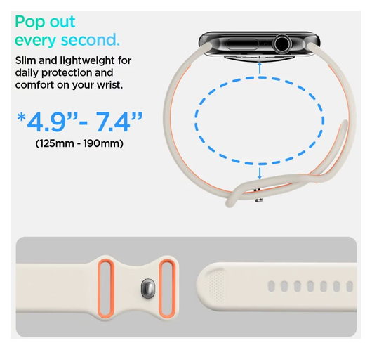 Spigen Nano Pop - Apple Watch 1-10/SE - 42/41/40/38MM Bandje - Oranje Beige afbeelding 5