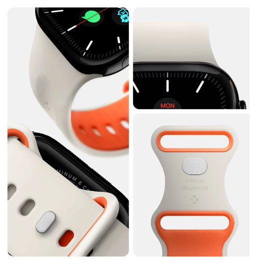 Spigen Nano Pop - Apple Watch 1-10/SE - 42/41/40/38MM Bandje - Oranje Beige afbeelding 6
