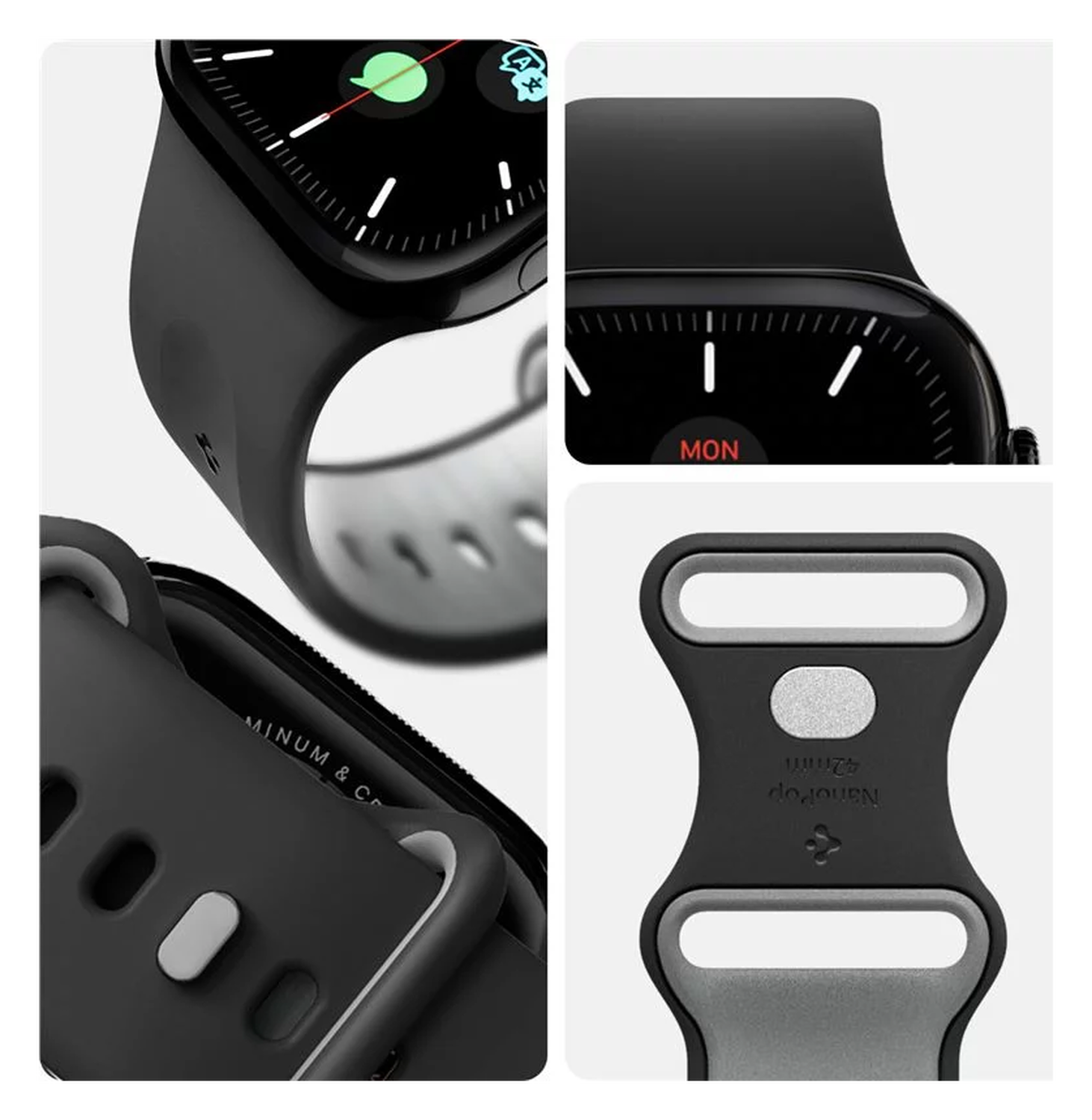 Spigen Nano Pop - Apple Watch 1-10/SE - 42/41/40/38MM Bandje - Zwart afbeelding 12