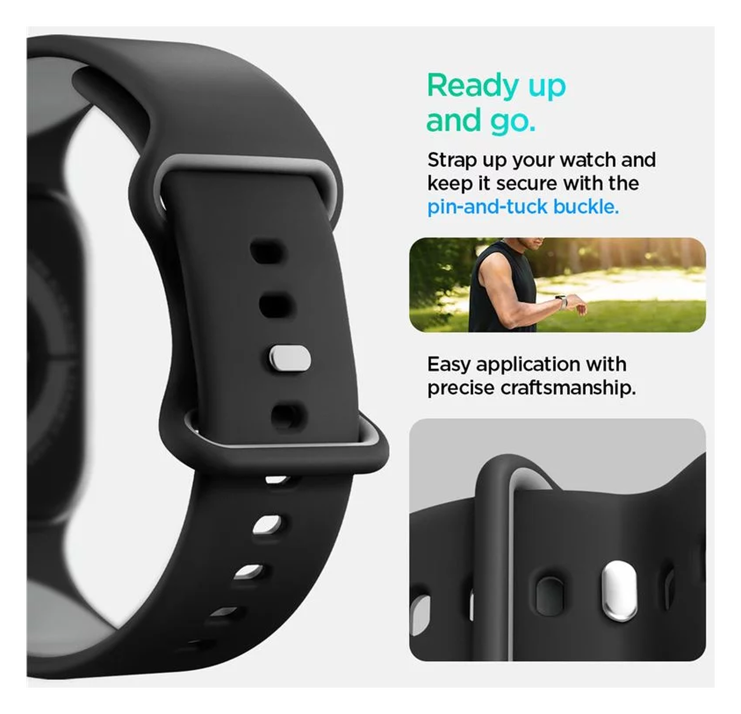 Spigen Nano Pop - Apple Watch 1-10/SE - 42/41/40/38MM Bandje - Zwart afbeelding 2
