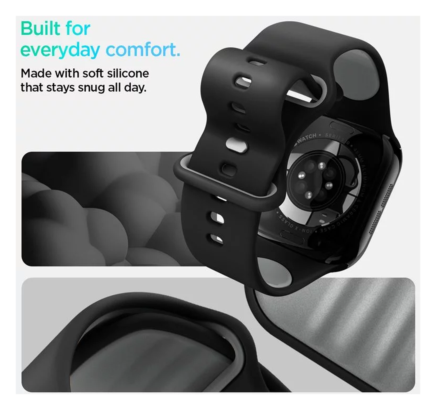 Spigen Nano Pop - Apple Watch 1-10/SE - 42/41/40/38MM Bandje - Zwart afbeelding 3