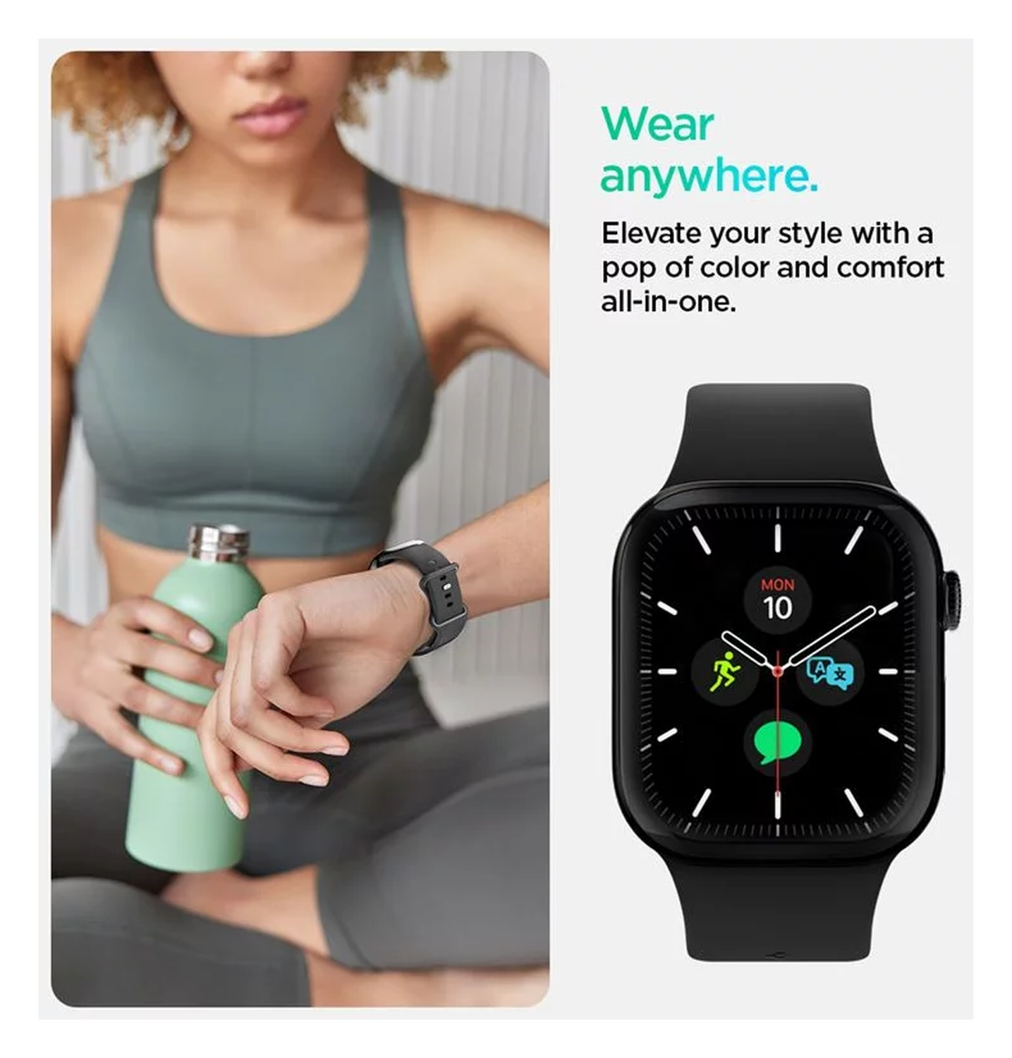 Spigen Nano Pop - Apple Watch 1-10/SE - 42/41/40/38MM Bandje - Zwart afbeelding 4