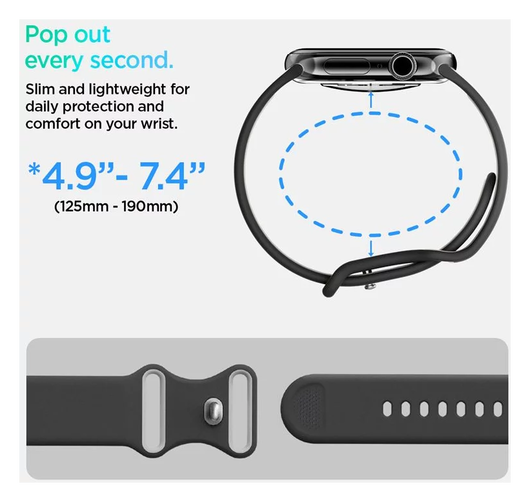 Spigen Nano Pop - Apple Watch 1-10/SE - 42/41/40/38MM Bandje - Zwart afbeelding 5