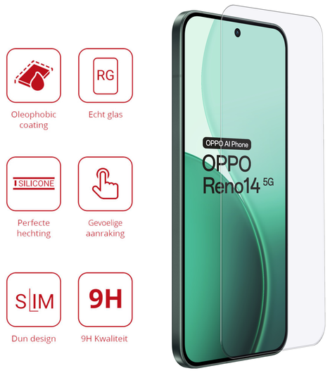 Rosso Oppo Reno 14 9H Tempered Glass Screen Protector afbeelding 2