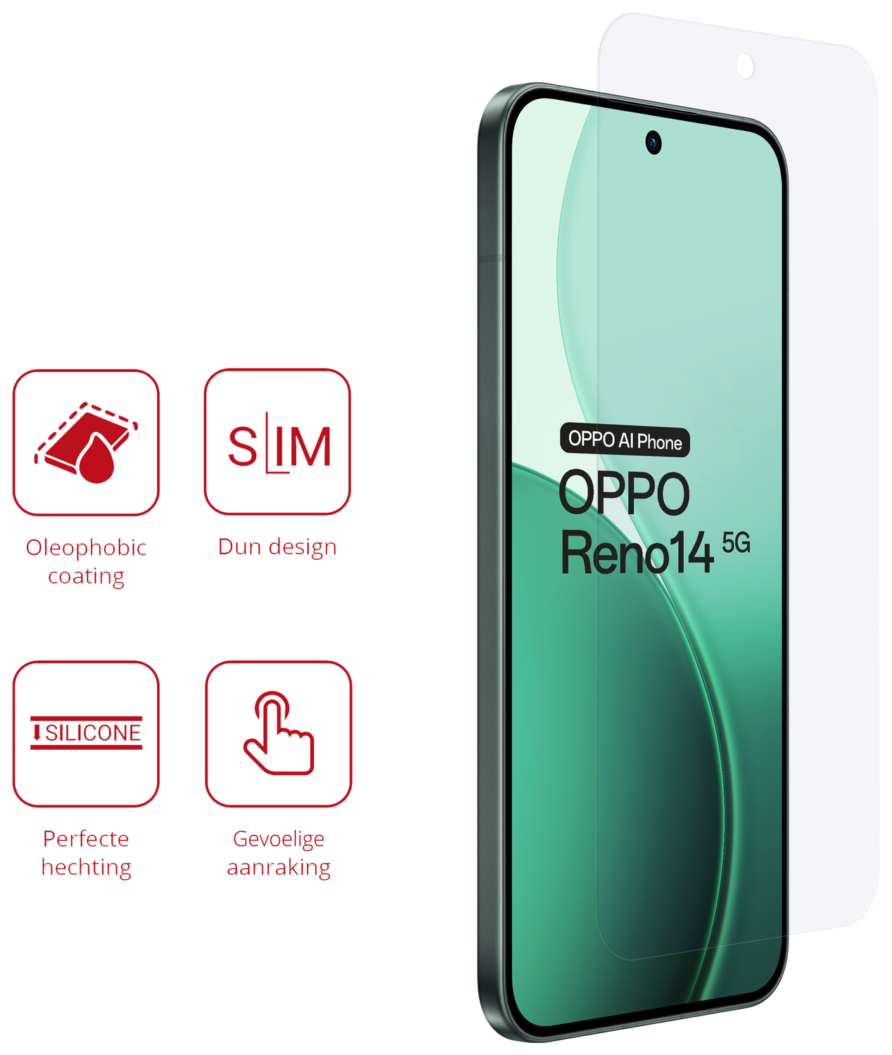 Rosso Oppo Reno 14 Screen Protector Case Friendly Folie Duo Pack afbeelding 2