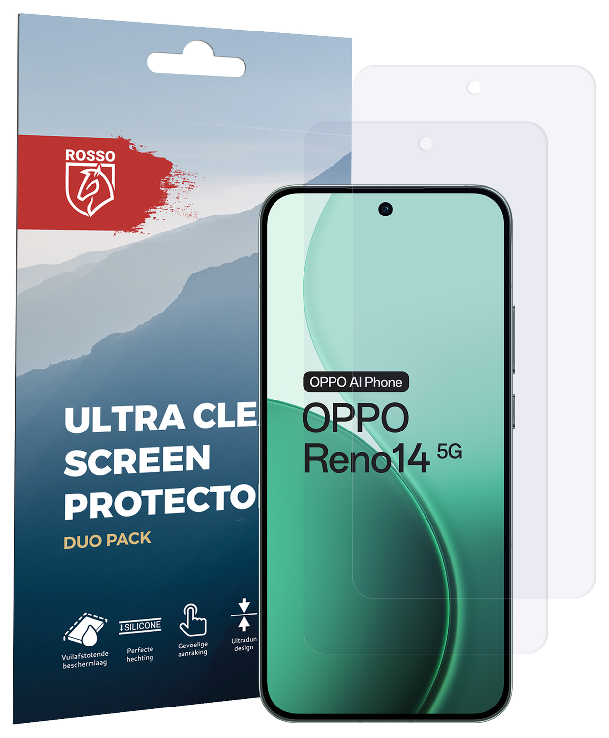 Rosso Oppo Reno 14 Pro Screen Protector Case Friendly Folie Duo Pack afbeelding 1