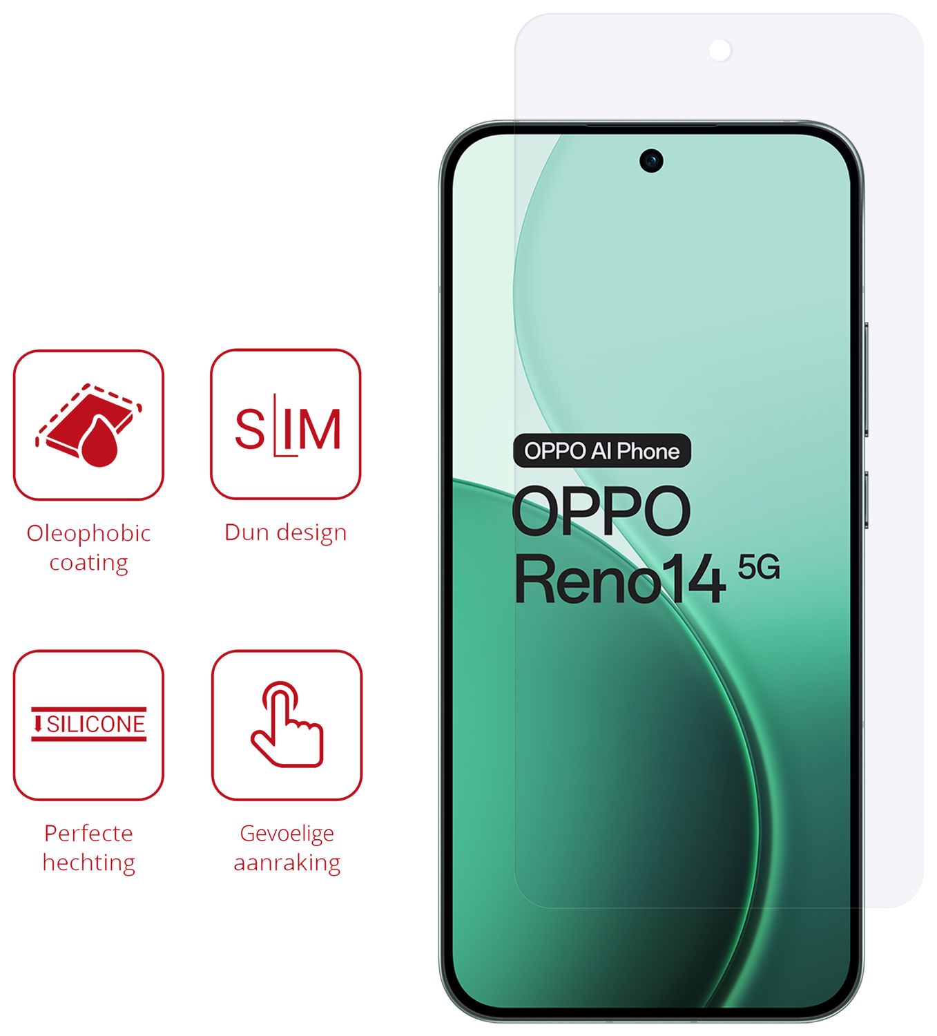 Rosso Oppo Reno 14 Pro Screen Protector Case Friendly Folie Duo Pack afbeelding 2