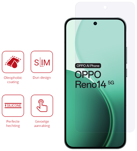 Rosso Oppo Reno 14 Pro Screen Protector Case Friendly Folie Duo Pack afbeelding 2