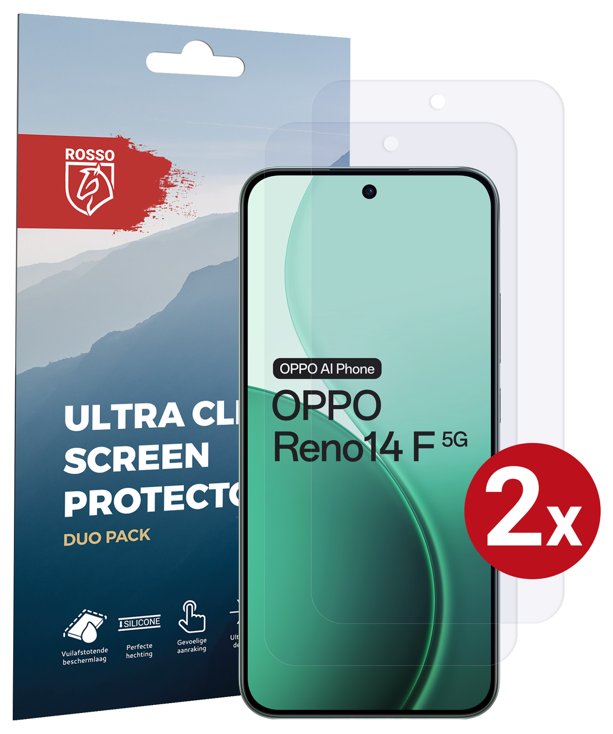 Rosso Oppo Reno 14 F Screen Protector Case Friendly Folie Duo Pack afbeelding 1