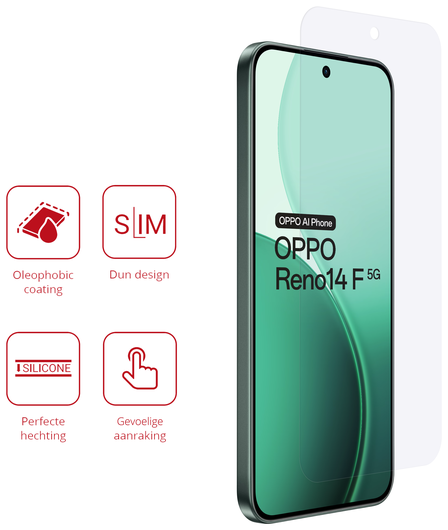 Rosso Oppo Reno 14 F Screen Protector Case Friendly Folie Duo Pack afbeelding 2