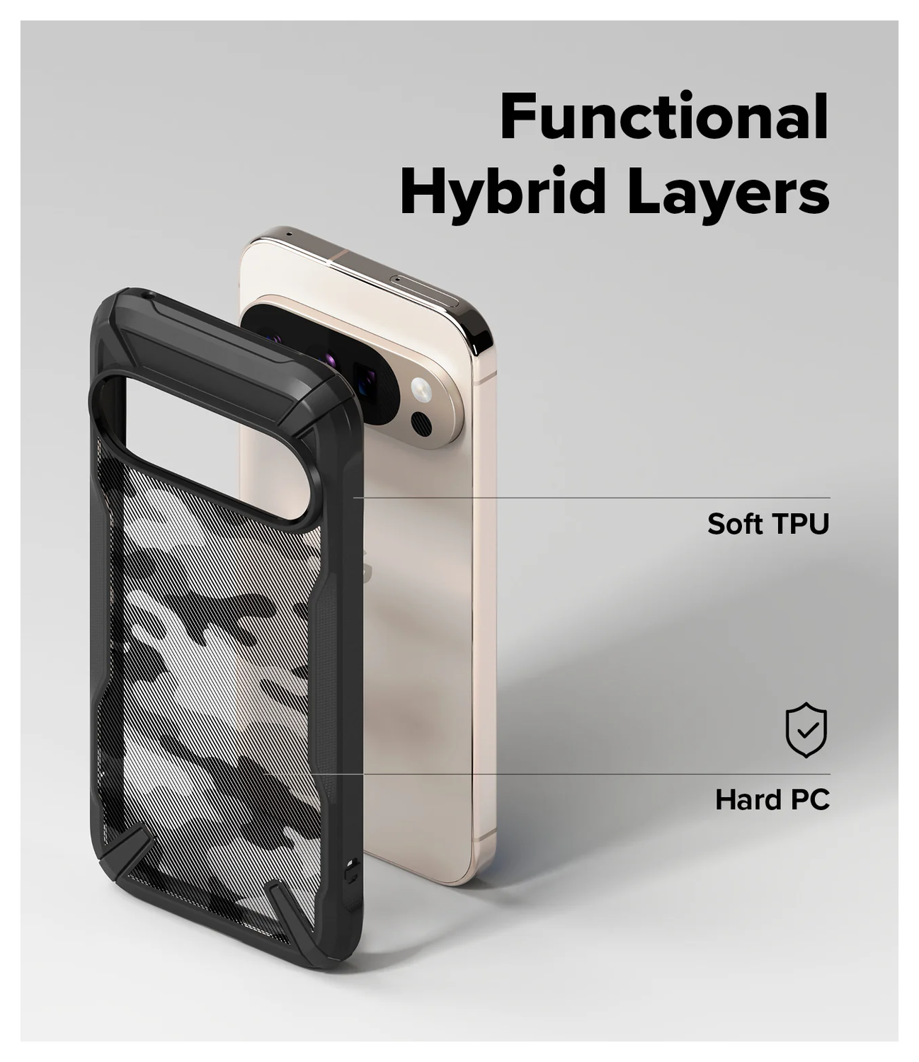 Ringke Fusion X Google Pixel 10 / 10 Pro Hoesje Back Cover Camo Zwart afbeelding 9