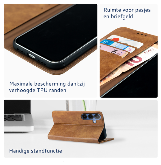 Rosso Element Samsung Galaxy S25 FE Hoesje Book Case Wallet Bruin afbeelding 5