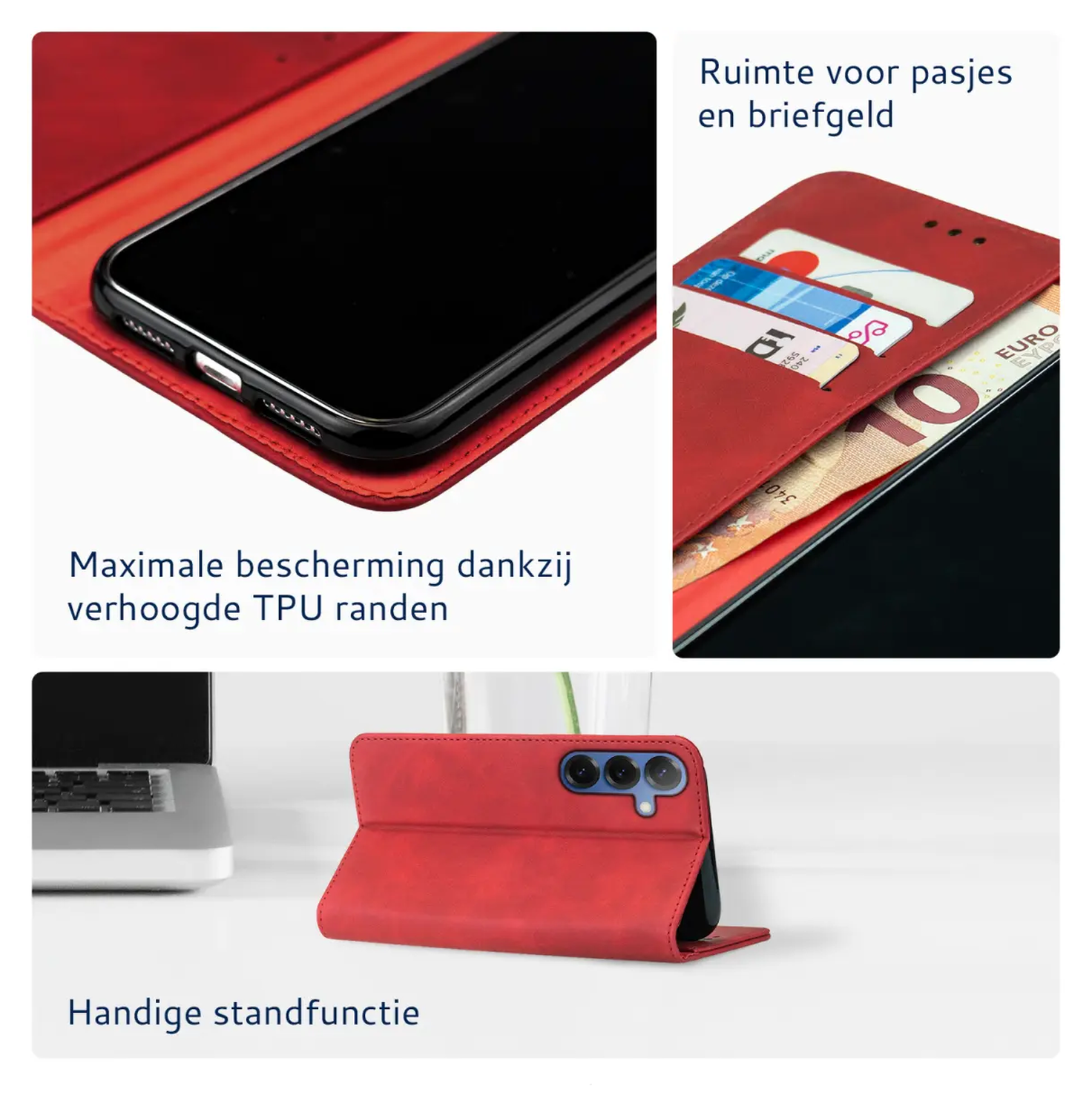 Rosso Element Samsung Galaxy S25 FE Hoesje Book Case Wallet Rood afbeelding 3