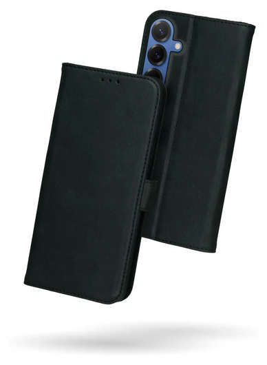 Rosso Deluxe Samsung Galaxy S25 FE Hoesje Echt Leer Book Case Zwart afbeelding 2