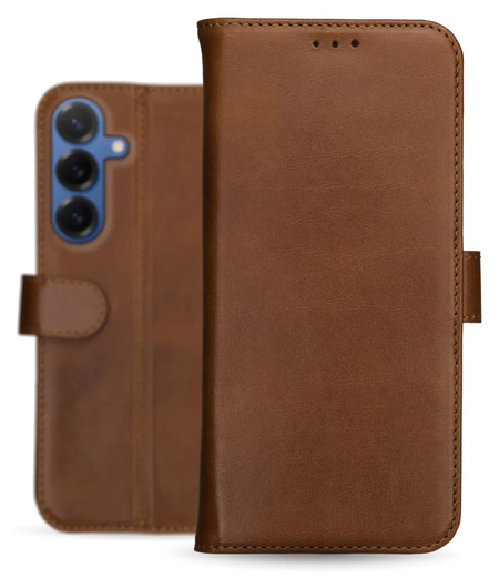 Rosso Deluxe Samsung Galaxy S25 FE Hoesje Echt Leer Book Case Bruin afbeelding 12
