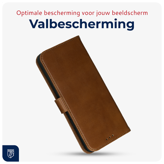 Rosso Deluxe Samsung Galaxy S25 FE Hoesje Echt Leer Book Case Bruin afbeelding 5