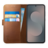 Rosso Deluxe Samsung Galaxy S25 FE Hoesje Echt Leer Book Case Bruin