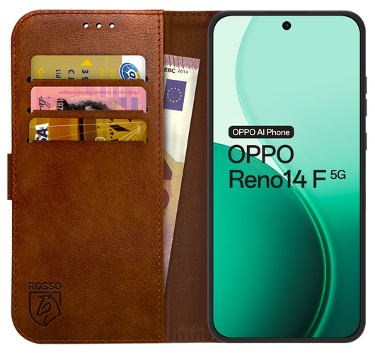 Rosso Element Oppo Reno 14 F Hoesje Book Case Wallet Bruin afbeelding 1
