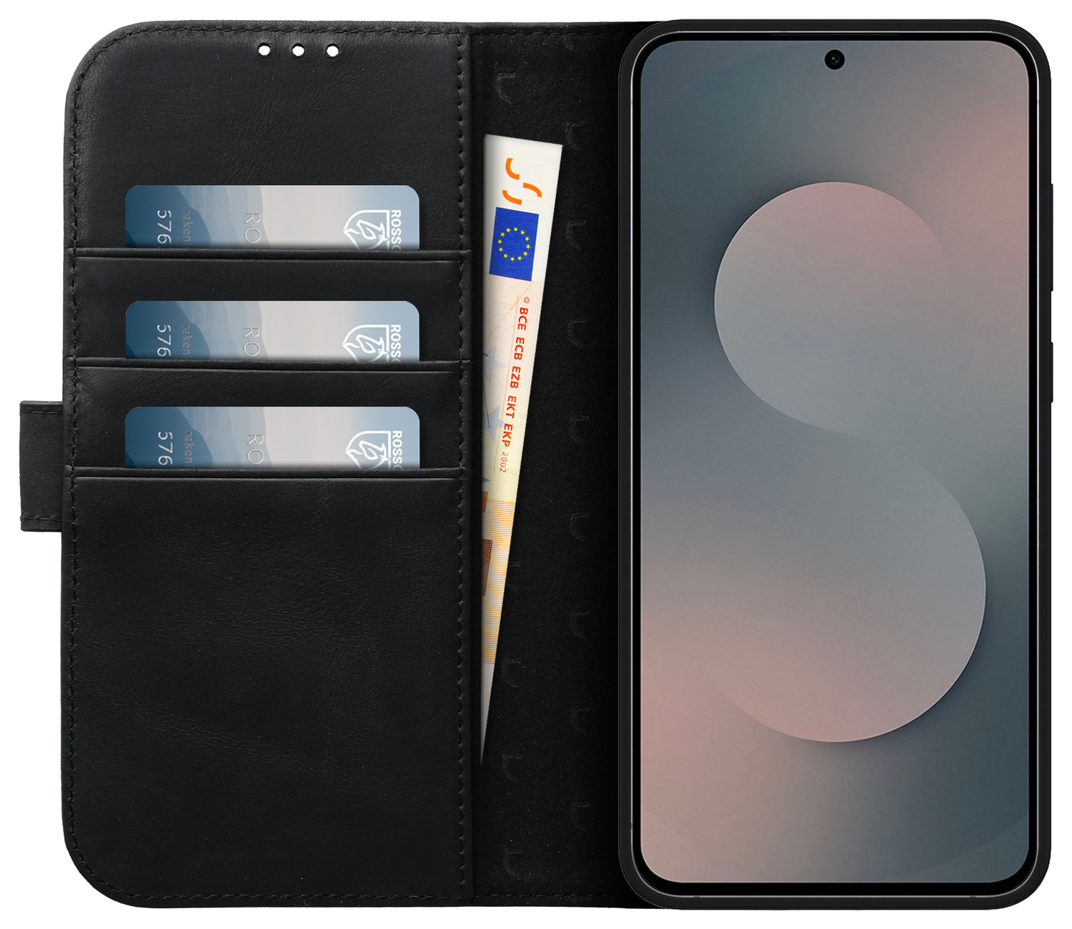 Rosso Elite Samsung S25 FE Hoesje met MagSafe Book Case Echt Leer Zwart afbeelding 2