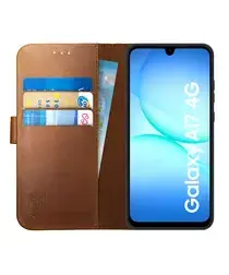 Rosso Deluxe Samsung Galaxy A17 Hoesje Echt Leer Book Case Bruin afbeelding