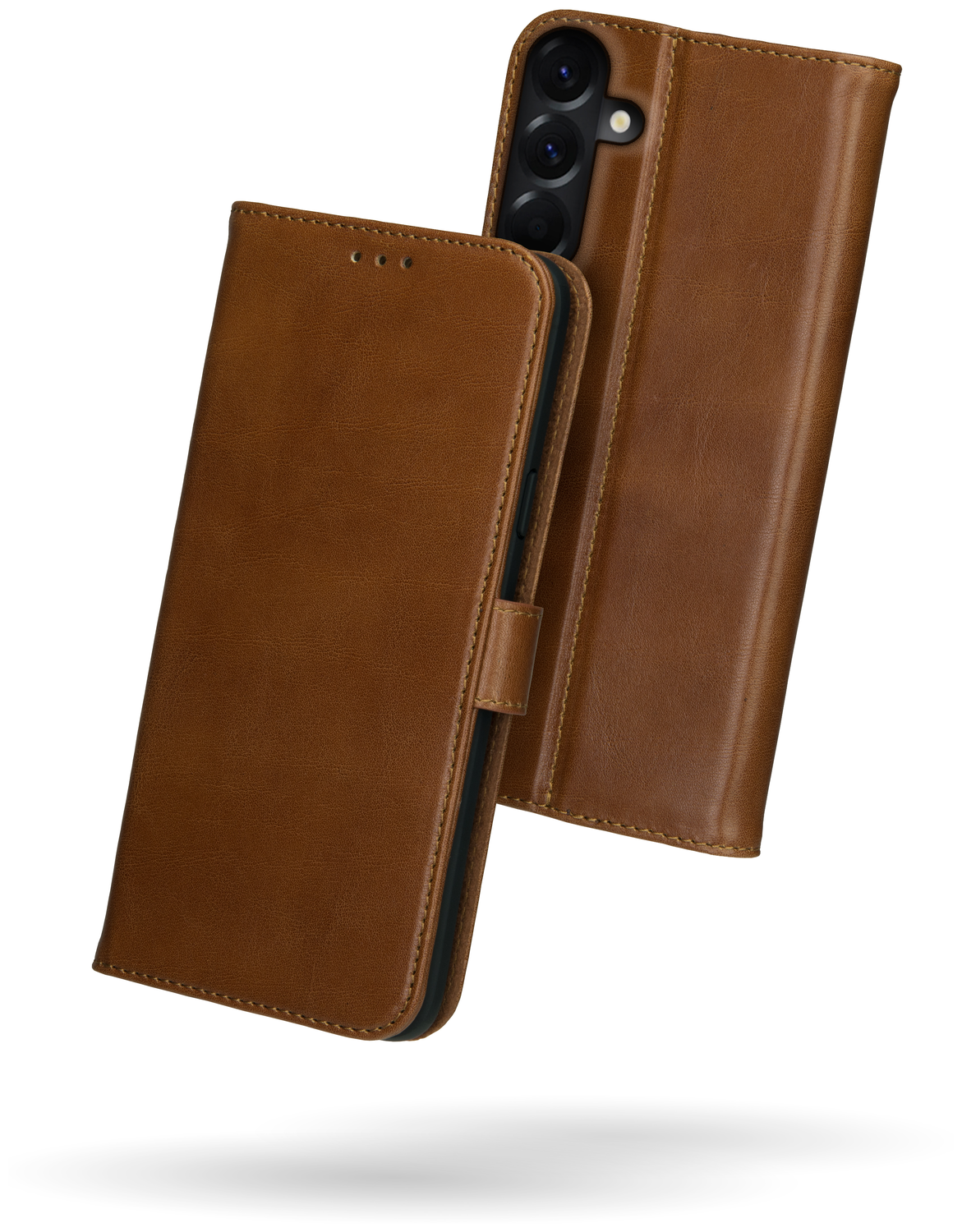 Rosso Deluxe Samsung Galaxy A17 Hoesje Echt Leer Book Case Bruin afbeelding 2