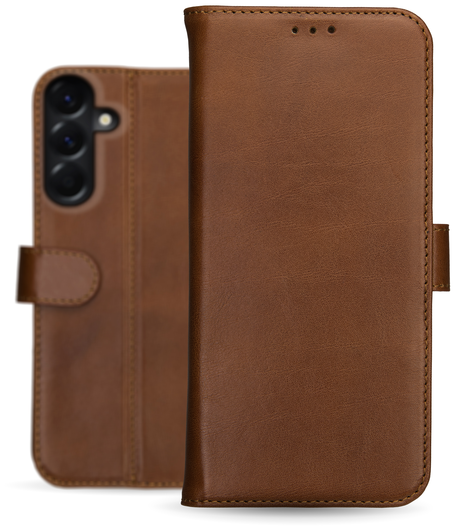 Rosso Deluxe Samsung Galaxy A17 Hoesje Echt Leer Book Case Bruin afbeelding 12