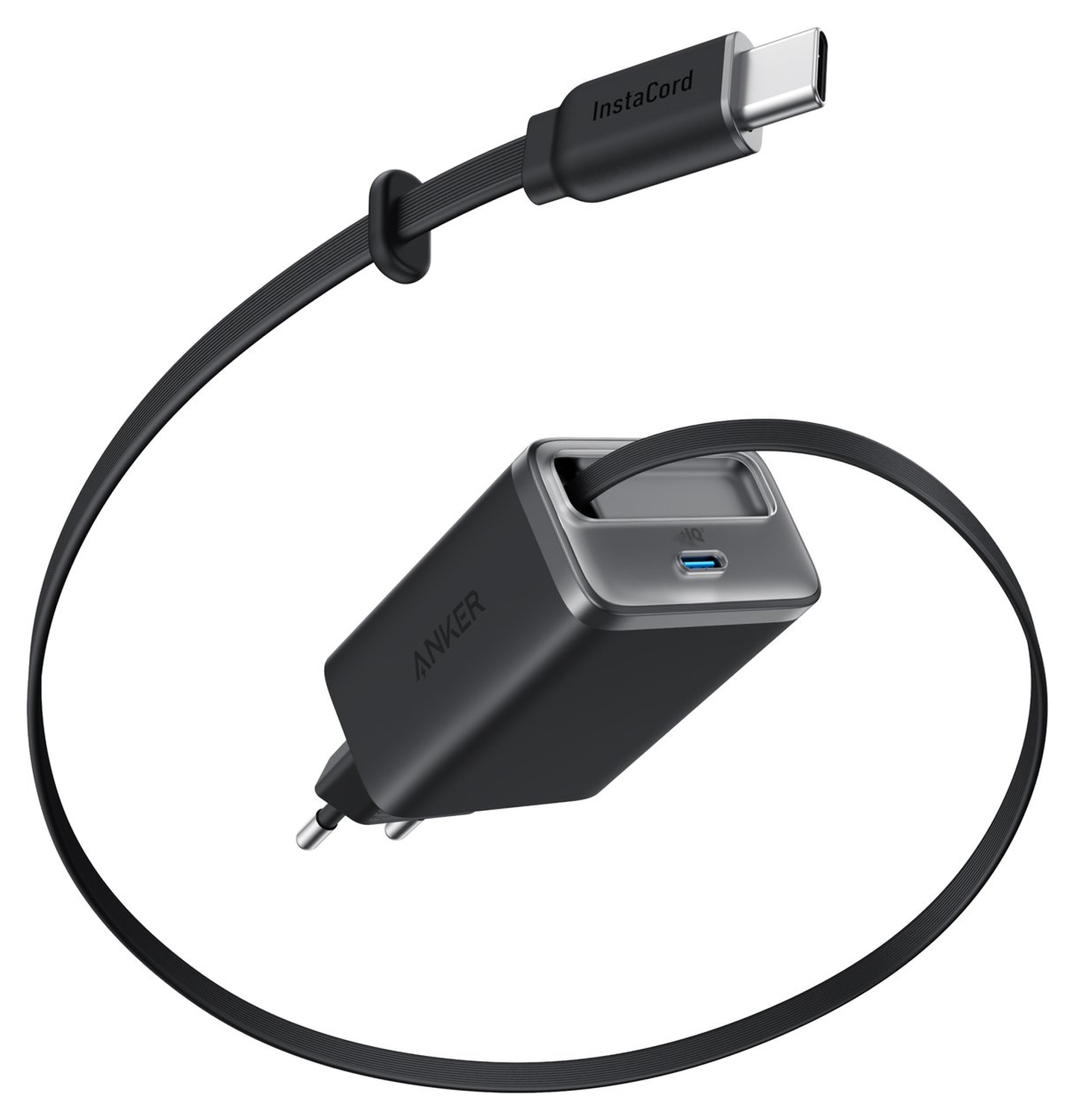 Anker (35W) Nano Oplader met USB-C Poort en Ingebouwde Kabel Zwart afbeelding 1