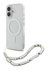 Guess Apple iPhone 16 Hoesje MagSafe Back Cover met Kralen Koord Glitter Clear afbeelding 1