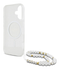 Guess Apple iPhone 16 Hoesje MagSafe Back Cover met Kralen Koord Glitter Clear afbeelding 7