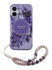 Guess Apple iPhone 16 Hoesje MagSafe Back Cover met Kralen Koord Bloemen Paars afbeelding 2