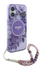 Guess Apple iPhone 16 Hoesje MagSafe Back Cover met Kralen Koord Bloemen Paars afbeelding 3