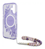 Guess Apple iPhone 16 Hoesje MagSafe Back Cover met Kralen Koord Bloemen Paars afbeelding 6