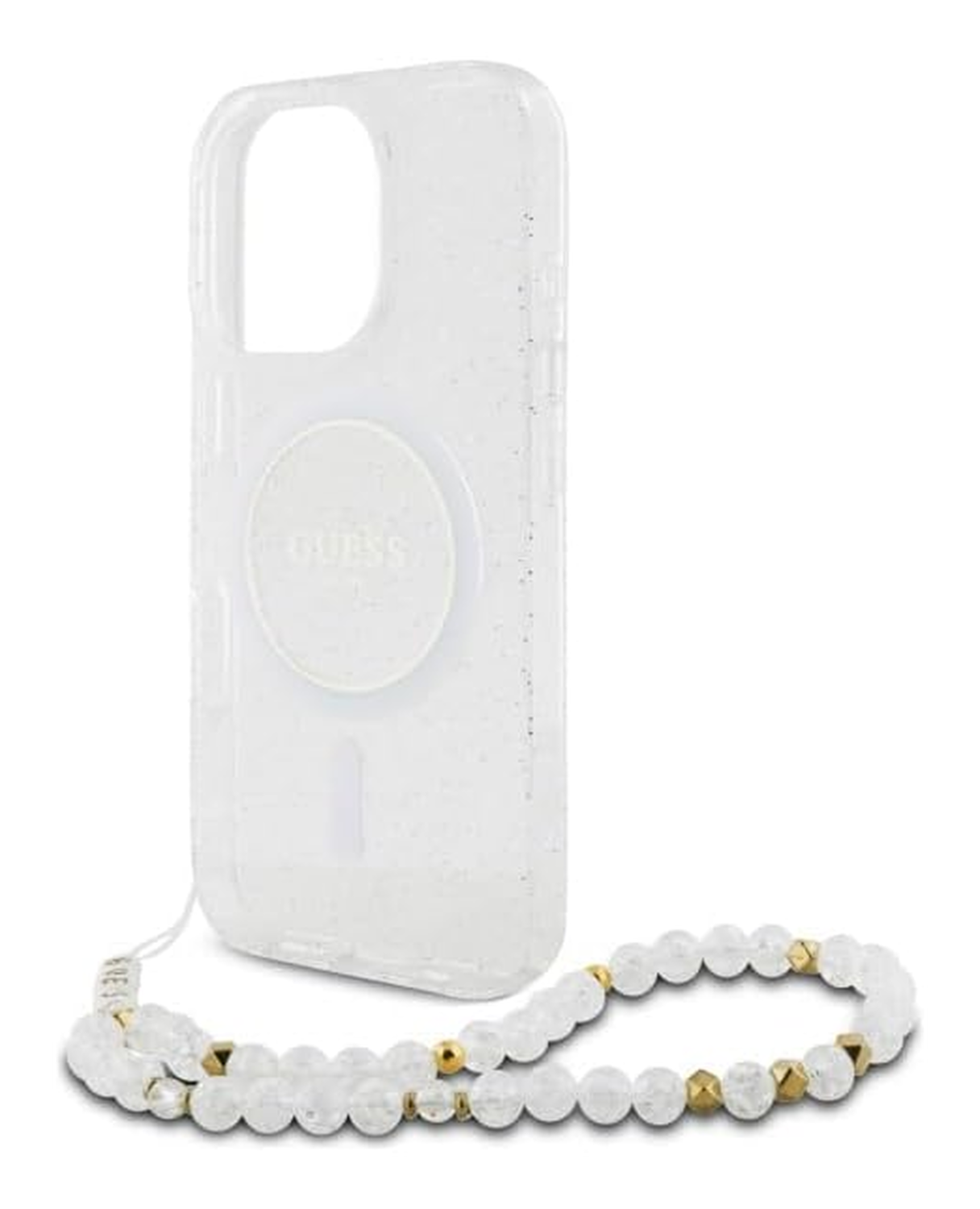 Guess Apple iPhone 16 Pro Hoesje MagSafe met Kralen Koord Glitter Transparant afbeelding 5