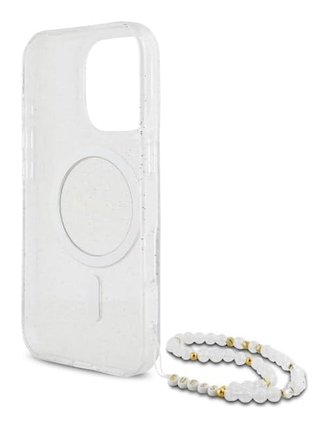 Guess Apple iPhone 16 Pro Hoesje MagSafe met Kralen Koord Glitter Transparant afbeelding 6
