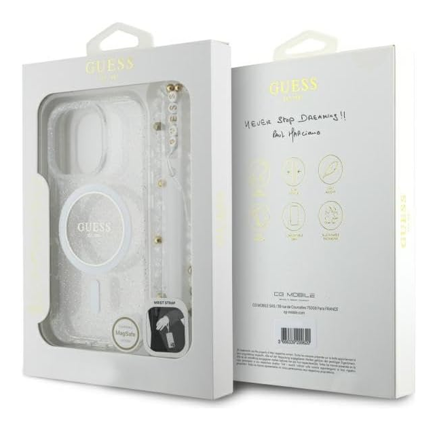 Guess Apple iPhone 16 Pro Hoesje MagSafe met Kralen Koord Glitter Transparant afbeelding 7