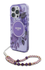 Guess Apple iPhone 16 Pro Hoesje MagSafe met Kralen Koord Bloemen Paars