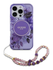Guess Apple iPhone 16 Pro Hoesje MagSafe met Kralen Koord Bloemen Paars afbeelding 2