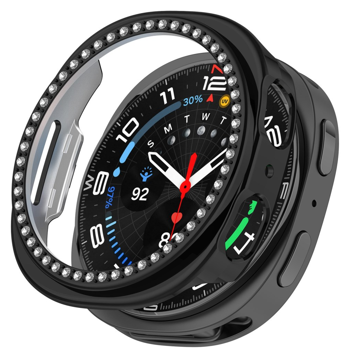 Samsung Galaxy Watch 8 44MM Hoesje - Hard Plastic - Diamant Zwart afbeelding 1