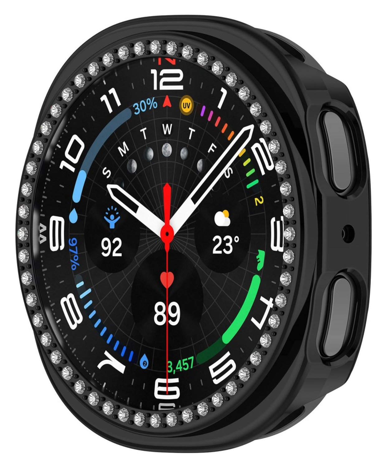 Samsung Galaxy Watch 8 44MM Hoesje - Hard Plastic - Diamant Zwart afbeelding 3