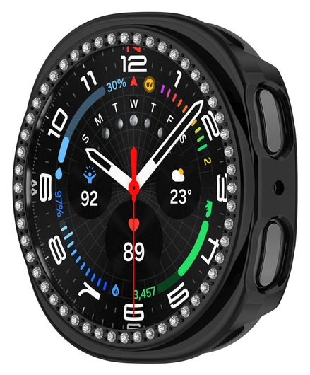 Samsung Galaxy Watch 8 44MM Hoesje - Hard Plastic - Diamant Zwart afbeelding 3