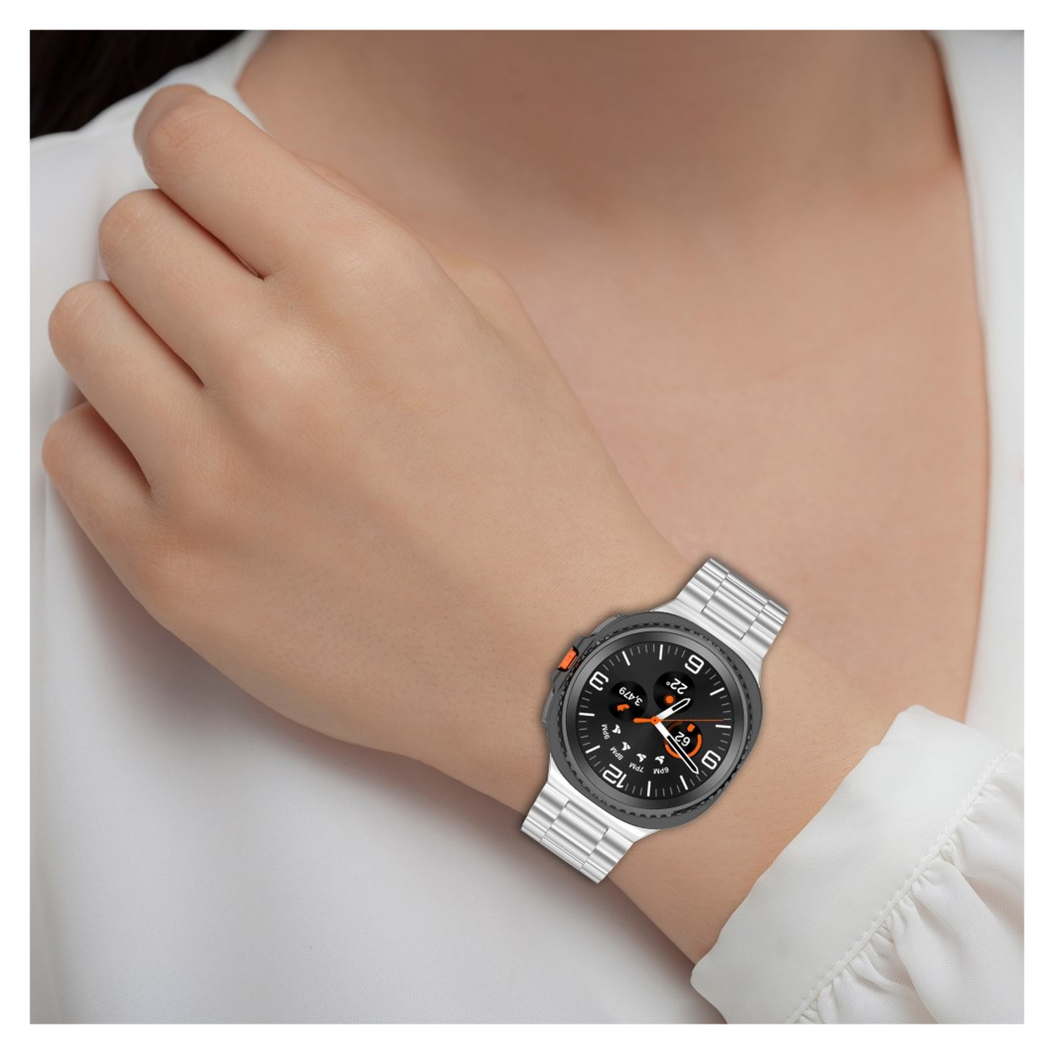 Universeel Smartwatch 20MM Bandje - Hoogwaardig Staal - met Schakels - Zilver afbeelding 3