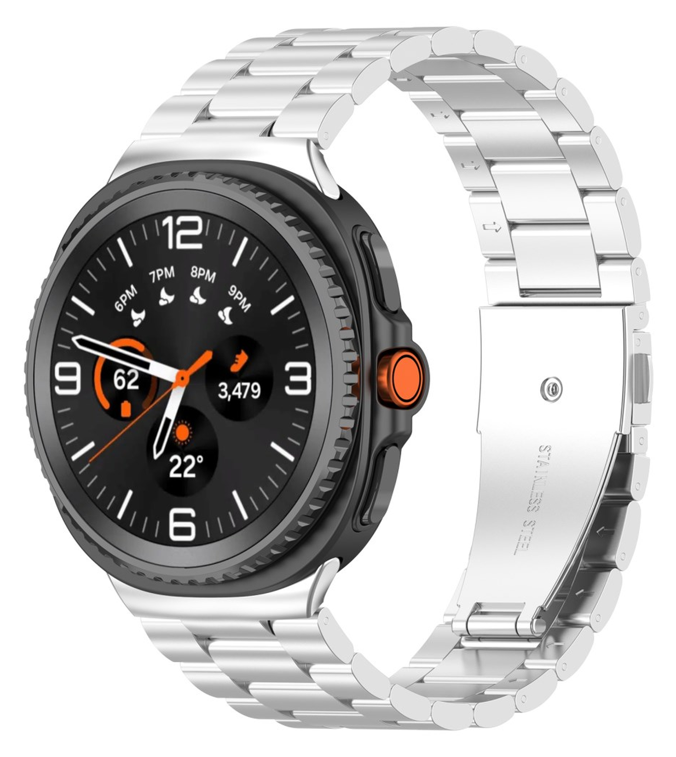 Universeel Smartwatch 20MM Bandje - Hoogwaardig Staal - met Schakels - Zilver afbeelding 6