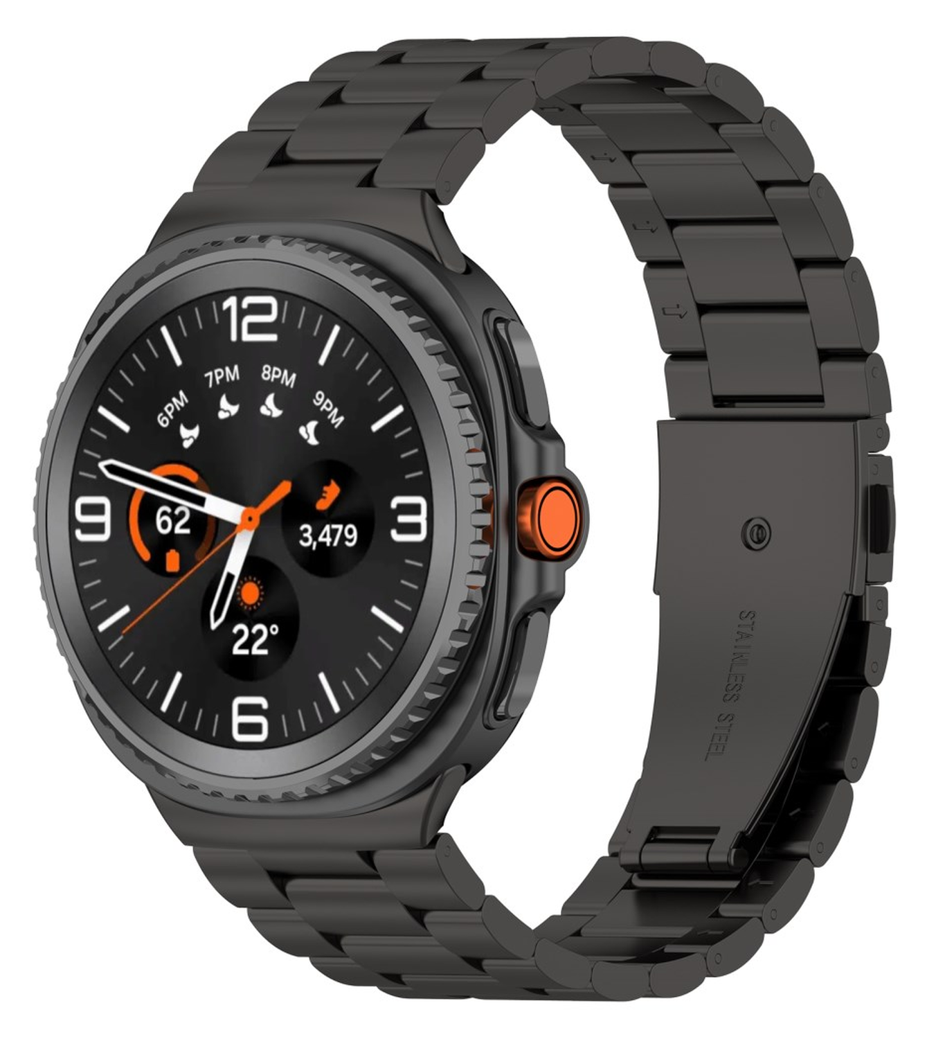 Universeel Smartwatch 20MM Bandje - Hoogwaardig Staal - met Schakels - Zwart afbeelding 2