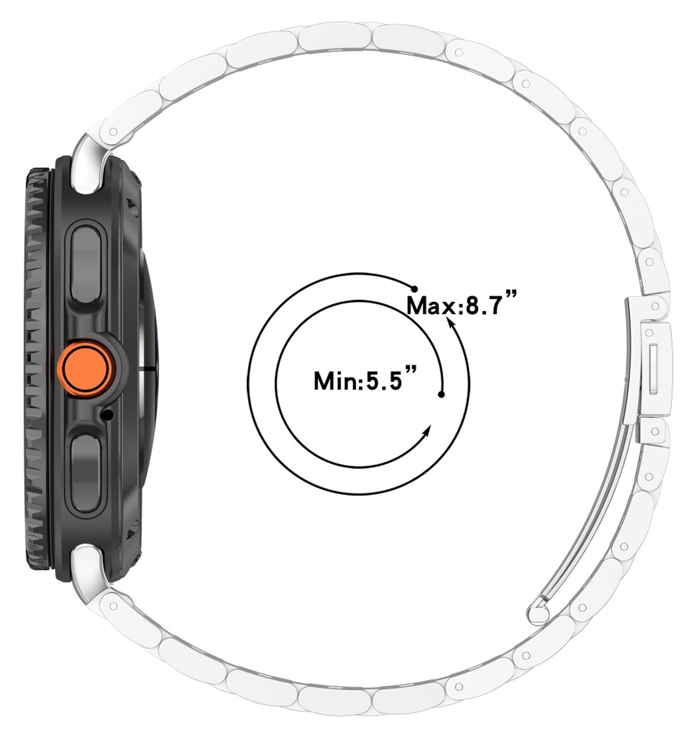 Universeel Smartwatch 20MM Bandje - Hoogwaardig Staal - met Schakels - Zwart afbeelding 7