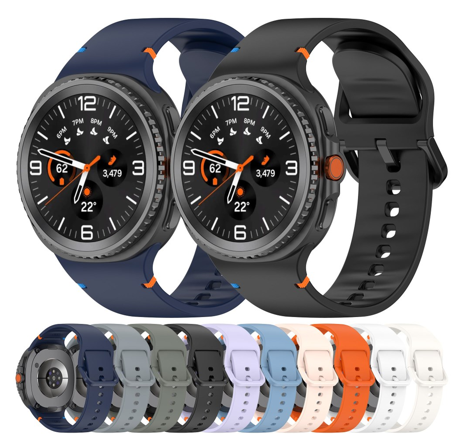 Samsung Galaxy Watch 8 Bandje - Siliconen Gesp Sluiting - L - Zwart afbeelding 5