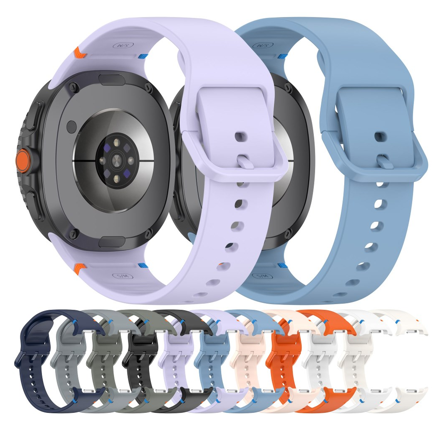 Samsung Galaxy Watch 8 Bandje - Siliconen Gesp Sluiting - L - Zwart afbeelding 6