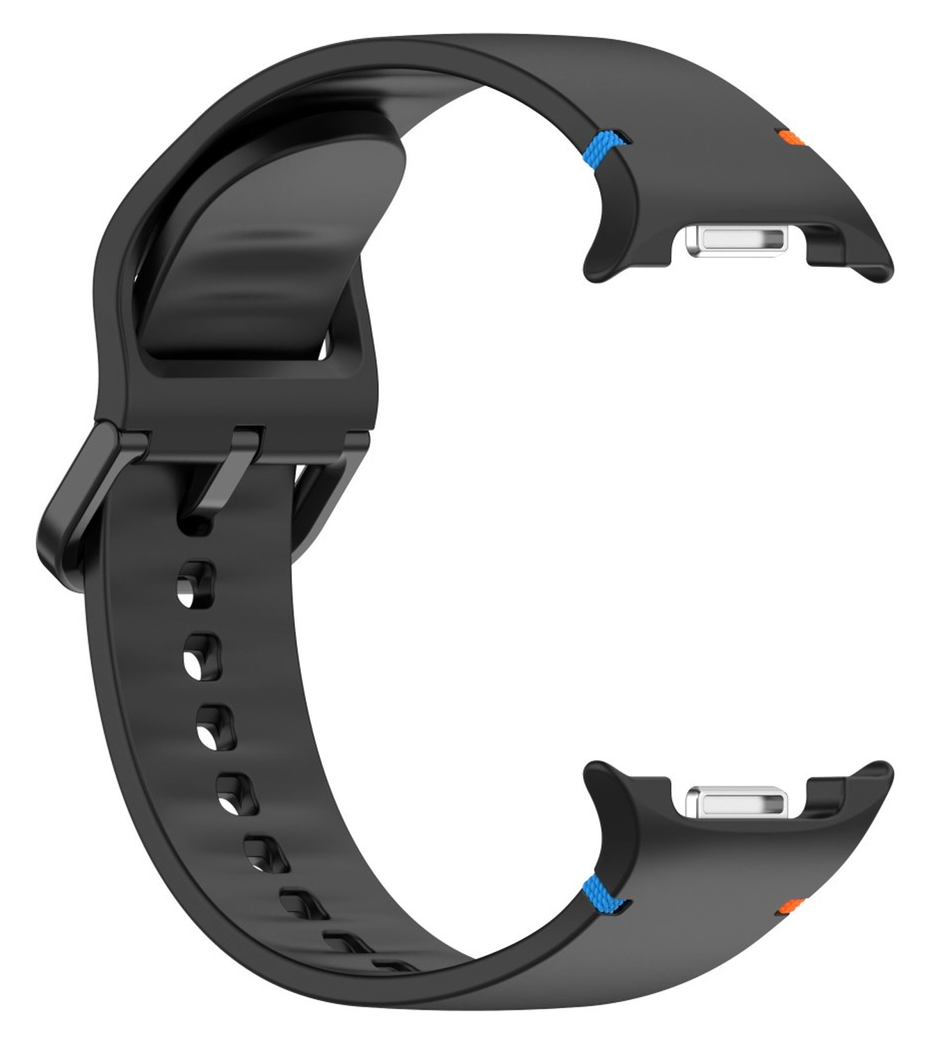 Samsung Galaxy Watch 8 Bandje - Siliconen Gesp Sluiting - S - Zwart afbeelding 3
