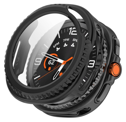 Samsung Galaxy Watch Ultra 2 Hoesje - Bumper met Tempered Glass - Zwart afbeelding 1
