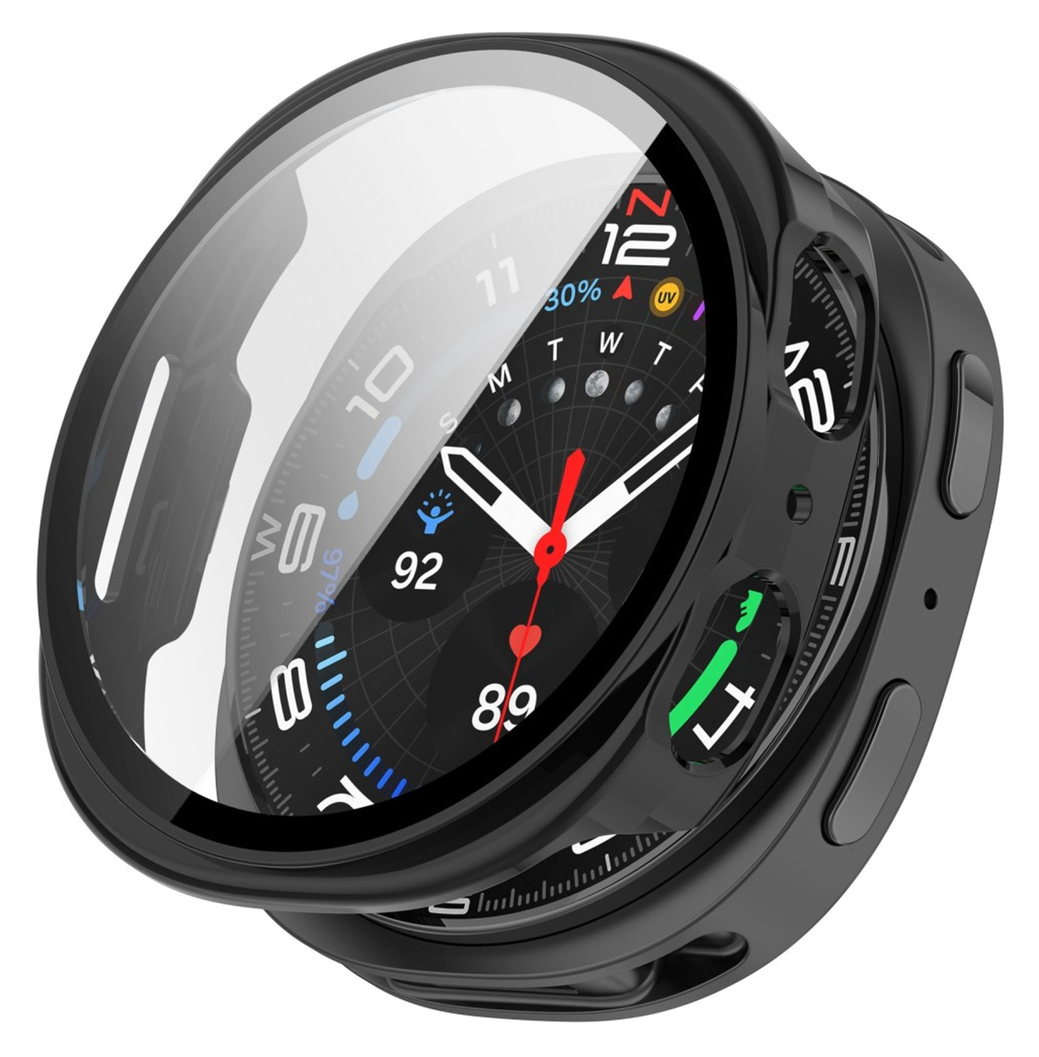 Samsung Galaxy Watch 8 44MM Hoesje - Bumper met Tempered Glass - Zwart afbeelding 1