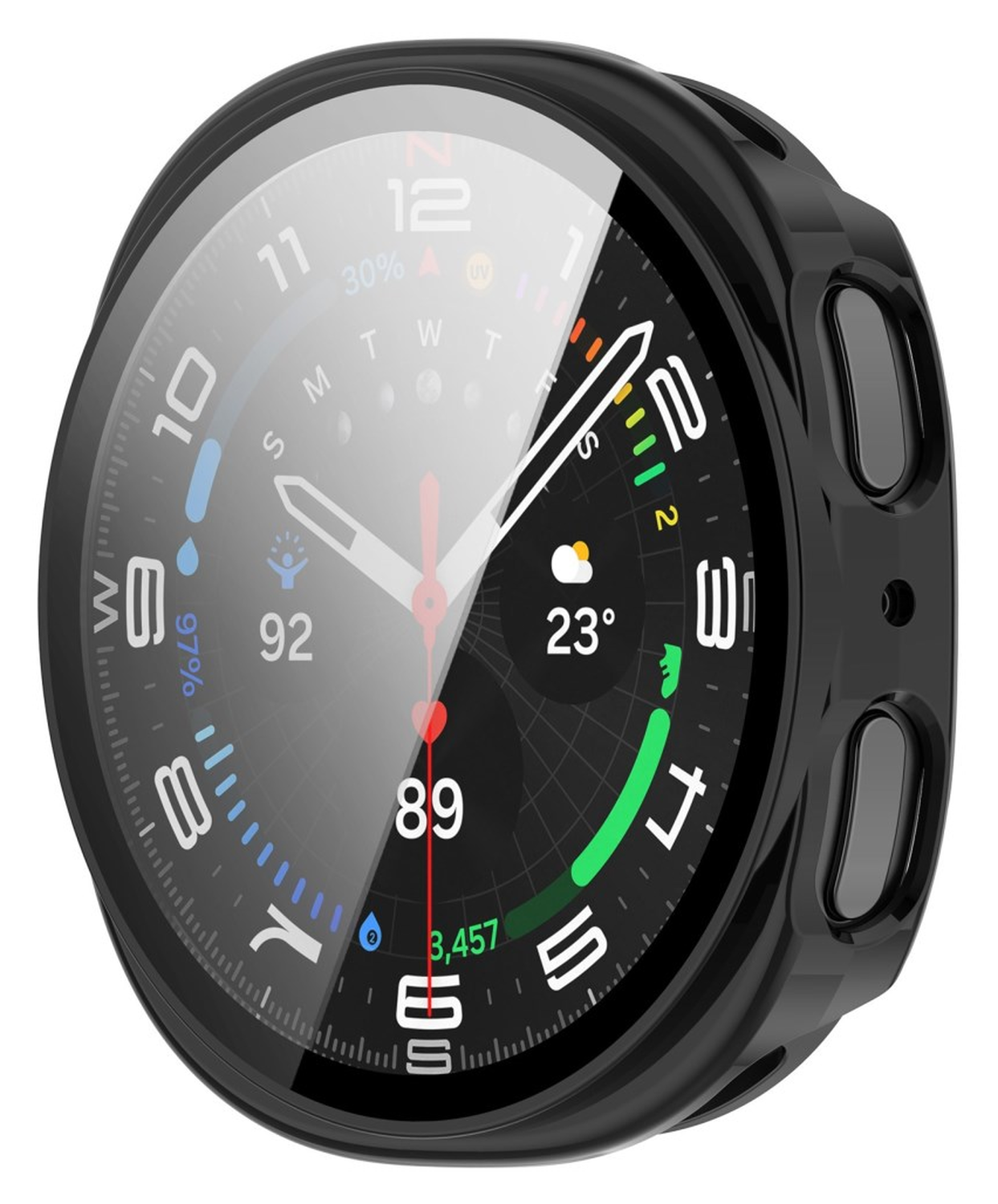 Samsung Galaxy Watch 8 44MM Hoesje - Bumper met Tempered Glass - Zwart afbeelding 2
